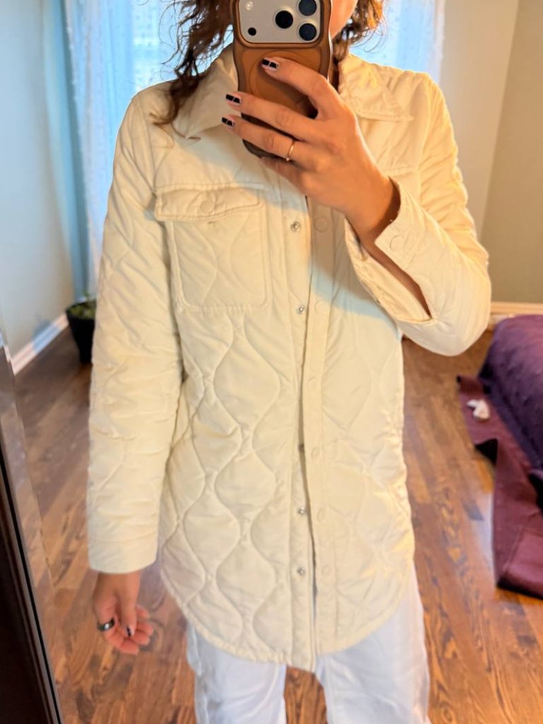 Love Tree Off-White Quilted Lightweight Jacket